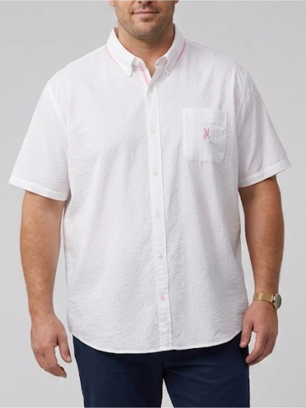 Psycho Bunny White Short-Sleeve Button-Down Shirt